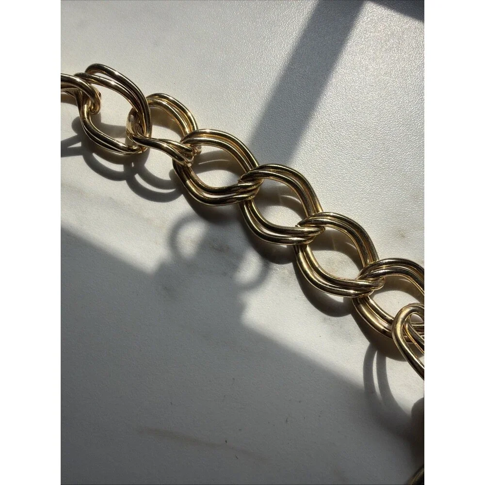Vintage Chain Belt Small Gold Chunky Tasseled Metal Links Disco Going Out 70s